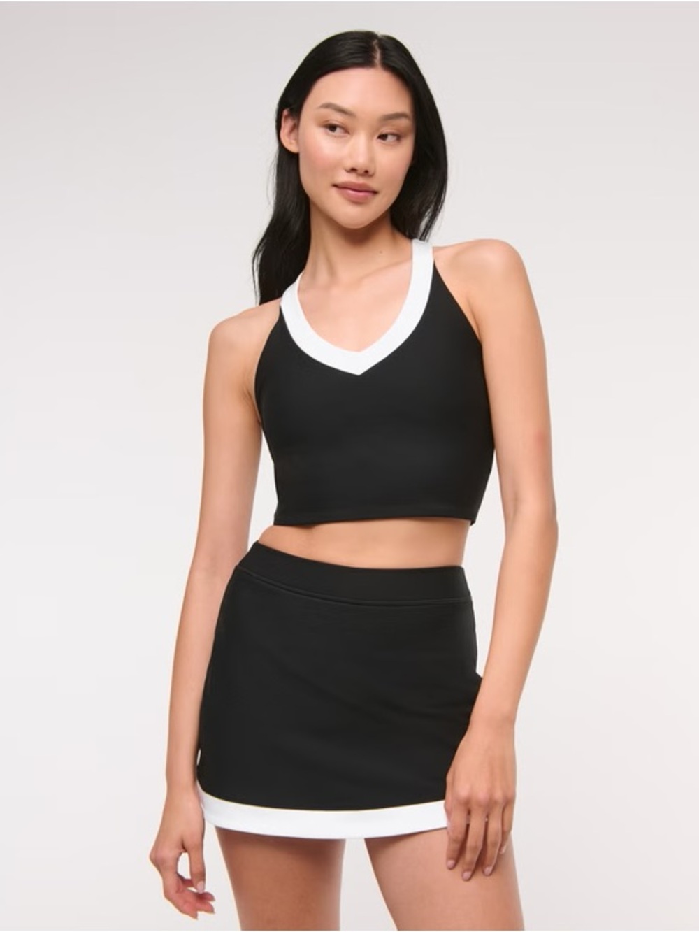 Abercrombie & Fitch YPB sculptLUX High Rise Skort Skirt Black White Sz Small